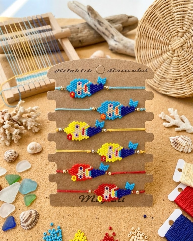 Toptan Miyuki Çocuk Bileklik – Deniz Kızı Tasarım (6’lı Kart)