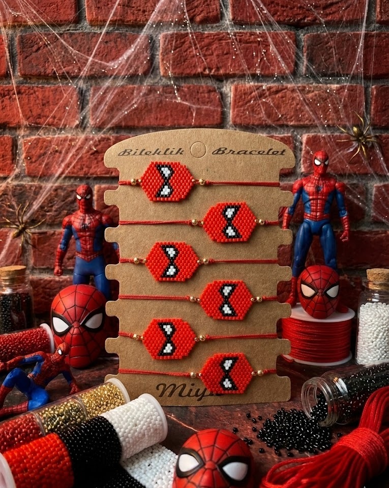 Toptan Miyuki Çocuk Bileklik – Örümcek Adam Tasarım (6’lı Kart)