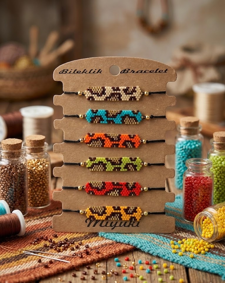 Toptan Miyuki Bileklik – Leopar Tasarım (6’lı Kart)