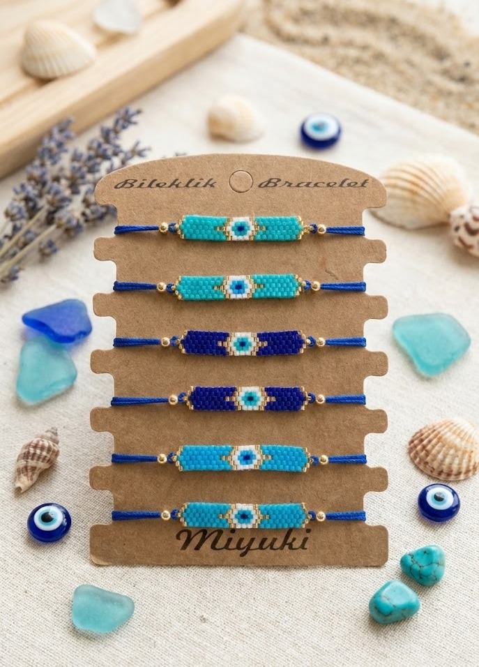 Toptan Miyuki Bileklik – Beş Sıra Tasarım (6’lı Kart)